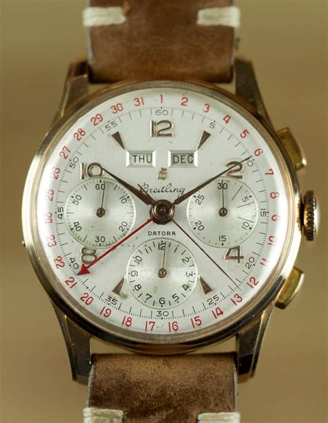 Vintage Breitling Triple Date Chronograph Datora 